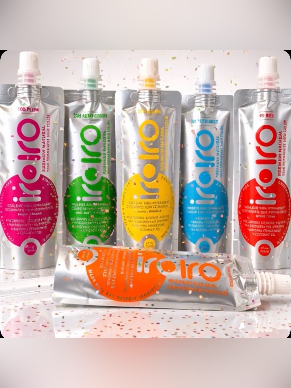 6 IRO Semi-Permanent Hair Color Tubes in Pink, Green, Yellow, Blue, Red, Orange